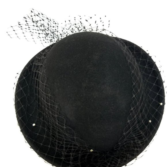 Veiled Derby Homburg Hat 1950 Montreal Haberdasher - Picture 6 of 6